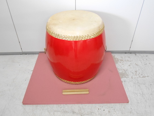 木製　長胴太鼓　宮太鼓　バチ付き