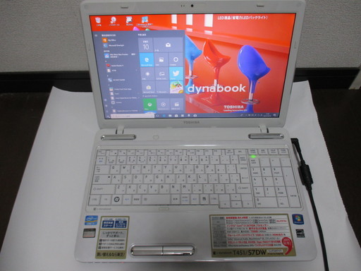 東芝dynabook B451/57DW◎インテルCore i7-2670QM 2.20GHz◎HDD500GB新品◎メモリー４GB◎Win10Ｈｏｍｅ　中古リカバリー済中古動作品