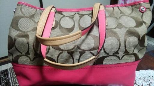 【中古品】COACH シグネチャー キャンバス×レザー トートバッグ