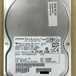 中古内蔵ハードディスク　（型番:HDS728040PLA320,...