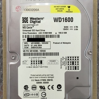 中古内蔵ハードディスク　（型番:WD1600BB-16DWA0,...