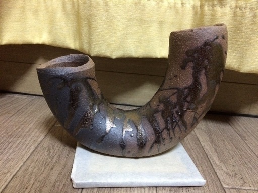 新品未使用＊備前金彩 安藤嘉規作 U型花入♪