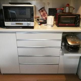 ☆ジモティ割あり☆ レンジボード ホワイト×シルバー H200×D51×W120 
