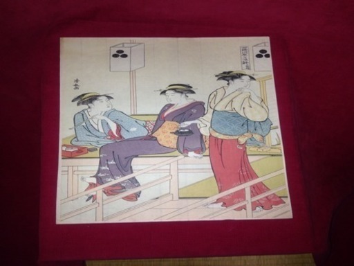 浮世絵 清長画 四條河原夕涼 国立博物館臓版