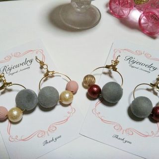 〈2color〉ベロアボール×フープピアス/イヤリング