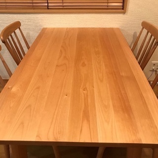 美品　ミキモク 無垢材ダイニングテーブルセット
