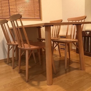 美品　ミキモク 無垢材ダイニングテーブルセット