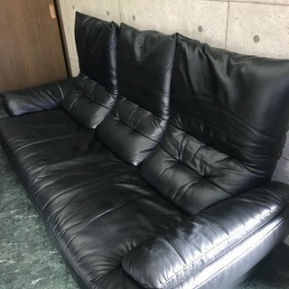 【SALE】高級家具 アサヒ ボストン3人掛け ソファー 本革 黒 日本製