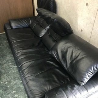 【SALE】高級家具 アサヒ ボストン3人掛け ソファー 本革 黒 日本製