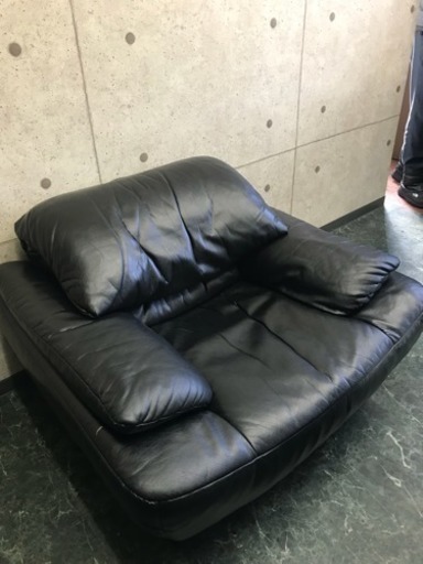 【SALE】高級家具 アサヒ ボストン 1人掛け ソファー 本革 黒
