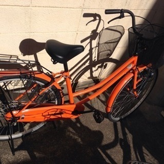 美品 オレンジ 自転車