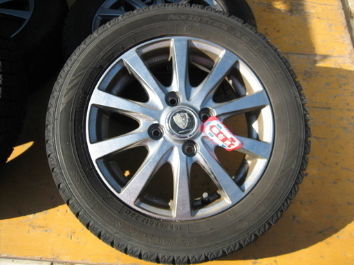 155/65Ｒ13スタッドレス＆アルミホイル4本中古　ホンダ　ライフで使用！