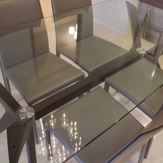 お年玉セール!!11日迄 展示品 Calligaris/カリガリストーキョー ガラストップ ダイニングテーブル・チェア4脚付(17221-2)
