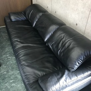 【SALE】高級家具 アサヒ ボストン 1P&3P本革ソファーセット 黒