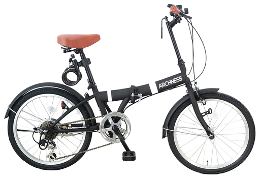 折りたたみ自転車、6段変速ギア　カギ、ライト付