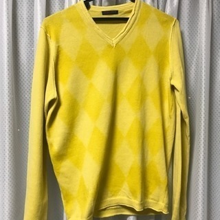 Trussardi Vネック黄色薄手セーター Mサイズ