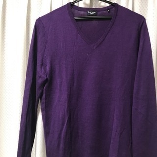 Paul smith (ポールスミス) 紫 Vネック薄手ウールセーター