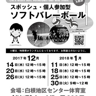 1月30日（火）9時～白根地区センター　ソフトバレーボールやりませんか？ - スポーツ