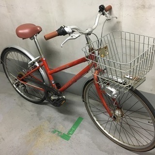 【取引完了】無料 ミヤタ自転車 朱色 26インチ