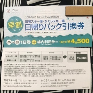 苗場 かぐら リフト1日券 場内利用1500円付