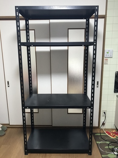 スチール棚 スチールラック【D】（高さ180cm幅87.5cm奥行き45cm）棚4段　ブラック