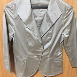 【OFUON】春夏用 光沢のある薄いブラウンカラー七分袖ジャケット