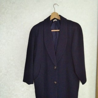 婦人紫コート　13号サイズ　毛８０％カシミヤ混