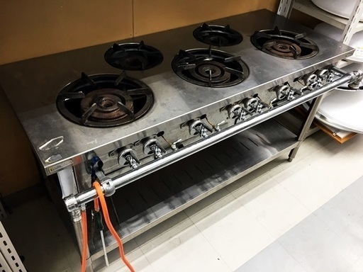 中古 タニコー ガステーブル 5口 都市ガス 13Ａ S-TGT-150　厨房機器