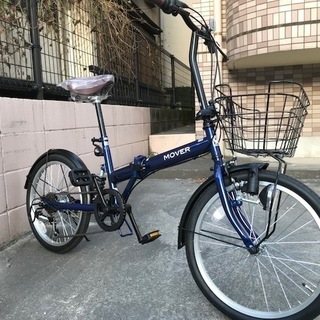 特価新車！　￥9900　20インチ　リアサスペンション付き折りたたみ自転車　ブルー　６段変速　鹿児島市