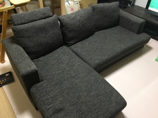 訳あり家具 ソファー 3人掛け カウチソファ コーナーソファー ブラウン