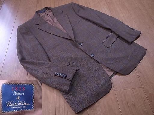 美品 「BROOKS BROTHERS」 ウールカシミア 2つ釦ツイードジャケット