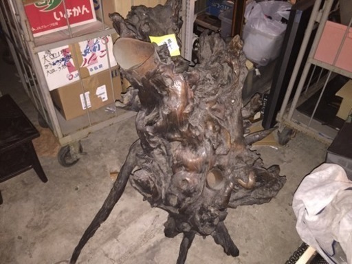 特大 天然木 無垢 黒檀？ 紫檀？ 花挿し