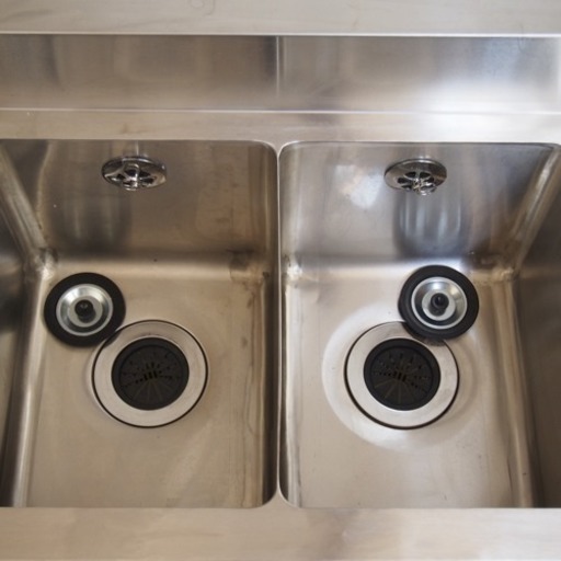 115-0)業務用 ステンレス 2槽 水切りシンク W1200D600H800BG100 中古品