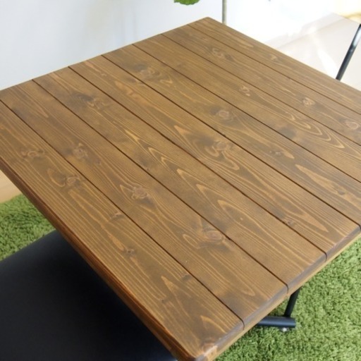 ダイニングテーブルセット ● カフェテーブル・椅子2脚 の3点セット ● レトロ 北欧 古木 無垢 パイン古材 ●