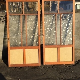 木製ガラス引き戸 2枚組