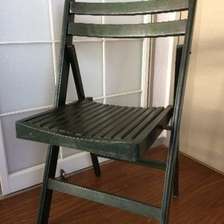 アンティーク調 ダークグリーン折りたたみ椅子