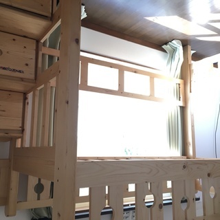 【中古品】階段付き 木製ロフトすのこベッド   ホルムアルデヒド...