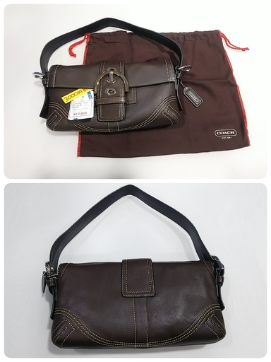 【高く買取るゾウ八幡東 直接引取】COACH ショルダーバック ダークブラウン系 レザー 8A05