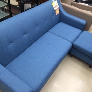 ☆美品☆ 3Pソファ 3人掛け ブルー オットマン 付 福岡 糸島 唐津