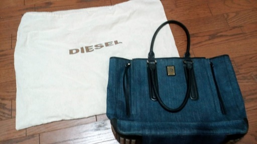 【美品】DIESEL(ディーゼル) トートバッグ デニム×レザー ネイビー×黒