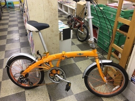[5228]MINI ミニ　折りたたみ自転車　20インチ　外装6段変速　軽量アルミフレーム　オレンジ