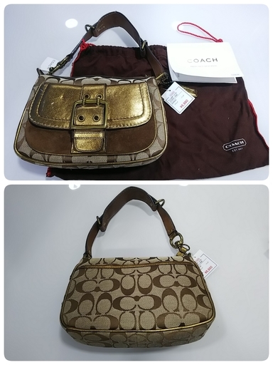 【高く買取るゾウ八幡東 直接引取】COACH シグネイチャー ミニショルダー スモールホーボー ブラウン系 1495