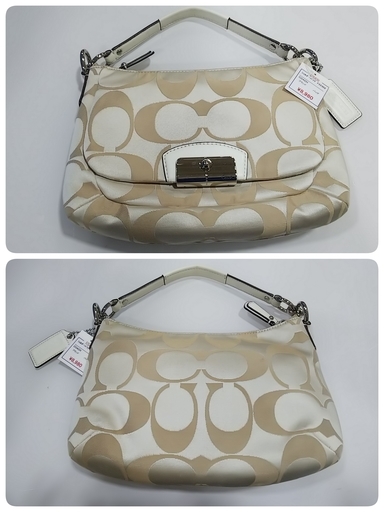 【高く買取るゾウ八幡東 直接引取】COACH ショルダーバッグ クリスティン シグネチャー EW クロスボディー アイボリー系 F22302