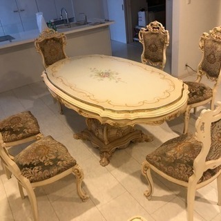 ロココ調 ダイニングテーブルチェア セット エレガント クラシカル アンティーク