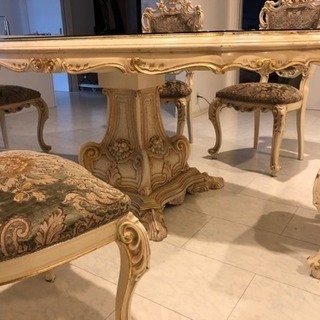 ロココ調 ダイニングテーブルチェア セット エレガント クラシカル アンティーク