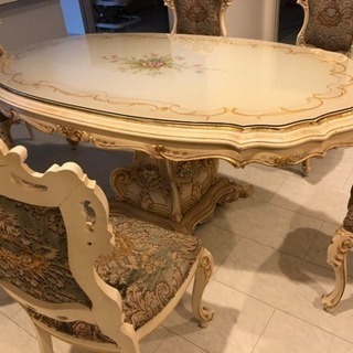 ロココ調 ダイニングテーブルチェア セット エレガント クラシカル アンティーク