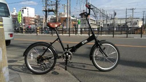 ♪ジモティー特価♪真っ黒なフレームがきれいな20インチ折りたたみ中古自転車　シマノ外装6段　新大阪　サイクルキッズ