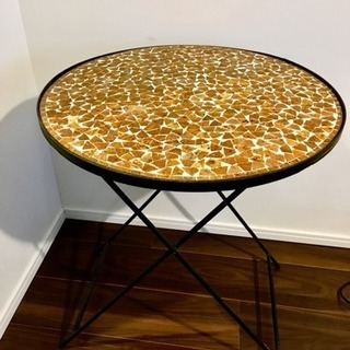 アデペシュ 丸型テーブル 小型 ガラステーブル オシャレ