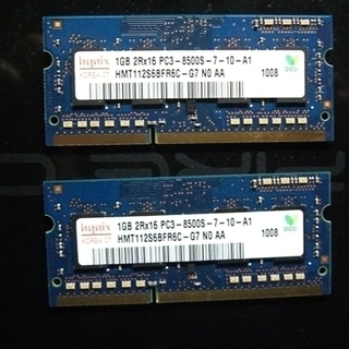 ジャンク　ノートPC用メモリ　PC3-8500S　１G×２