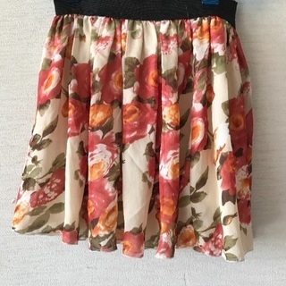 花柄 シフォンキュロットスカート